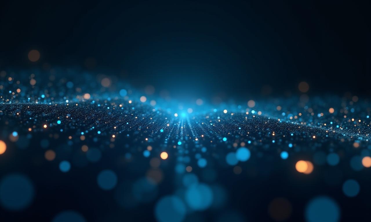 Abstract digital landscape with glowing connections representing data flow and technology.